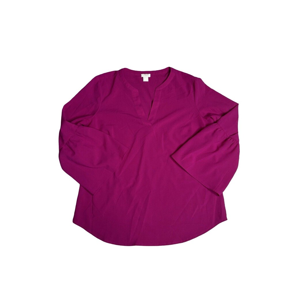 J Crew hot pink top bell sleeves v neck Womens size Small Work Professional